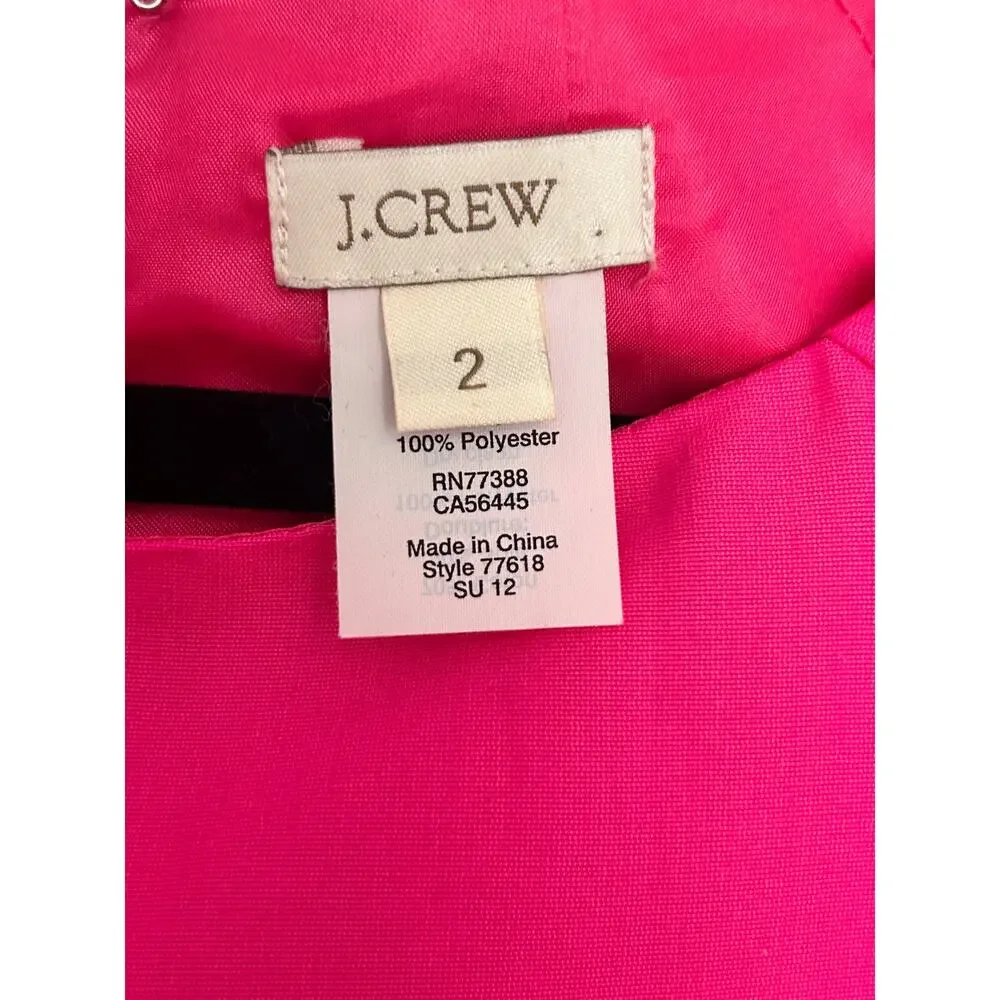 J.Crew Pink Silk Blend Sheath Dress Sleeveless Fit Flare Sz 2 Pockets BarbieCore - Picture 4 of 6